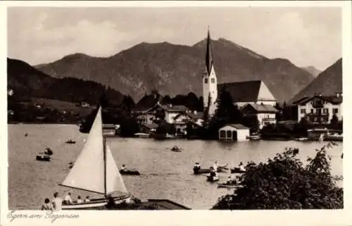 Ak Egern am Tegernsee Oberbayern, Segelboot