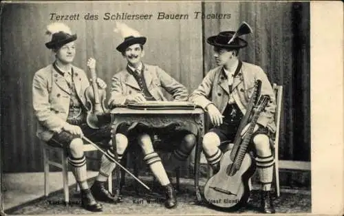 Ak Schliersee in Oberbayern, Terzett des Schlierseer Bauern Theaters, Tracht