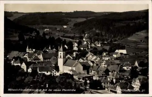 Ak Lenzkirch im Schwarzwald, Gesamtansicht, neue Pfarrkirche