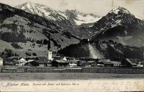 Ak Fischen im Allgäu Schwaben, Gesamtansicht, Nebelhorn, Rubihorn