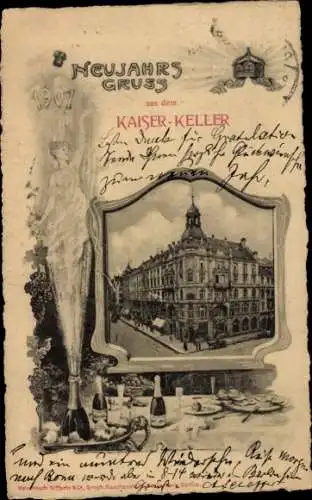 Passepartout Ak Berlin Mitte, Kaiser Keller, Gedeckte Tafel, Weinreben