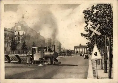 Ak Berlin, Unter den Linden, Kohletransport, Dampflok