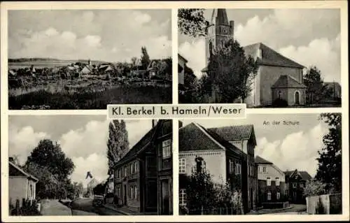 Ak Klein Berkel Hameln in Niedersachsen, Teilansicht, Schule, Kirche