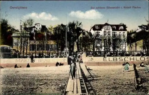 Ak Hamburg Altona Oevelgönne, Zur schönen Elbaussicht, Inh. Robert Fischer