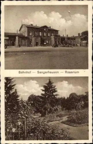 Ak Sangerhausen am Südharz, Bahnhof, Rosarium