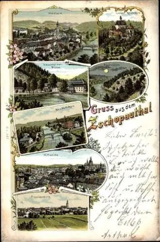 Litho Mittweida in Sachsen, Zschopautal, Waldheim, Kriebstein, Neudörfchen, Frankenberg