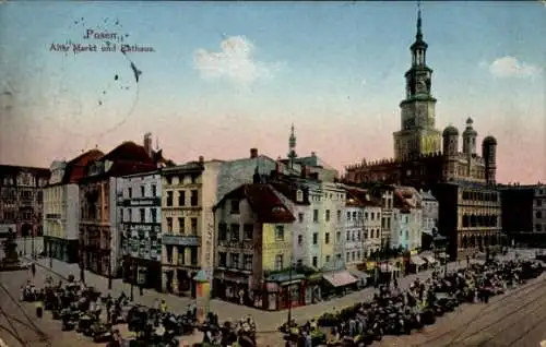 Ak Poznań Posen, alter Markt und Rathaus