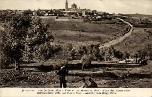 Ak Jerusalem Israel, Blick auf den Berg Zion