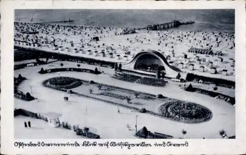 Ak Świnoujście Swinemünde Pommern, Musikpavillon, Strand