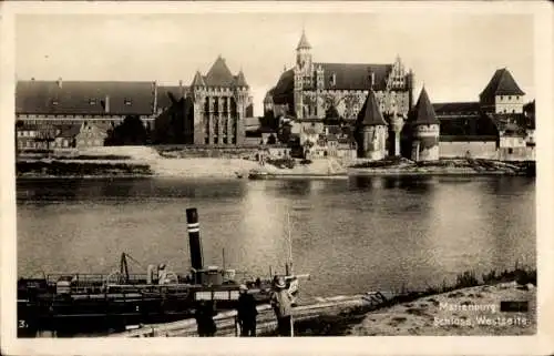Ak Malbork Marienburg Westpreußen, Schloss von der Westseite
