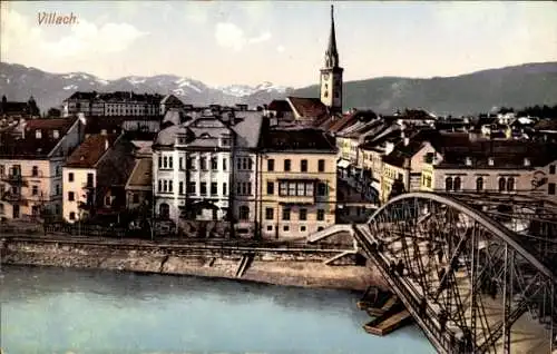 Ak Villach in Kärnten, Stadtansicht, Brücke