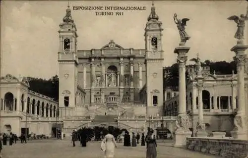 Ak Torino Turin Piemonte, Weltausstellung, großer Monumentalspringbrunnen