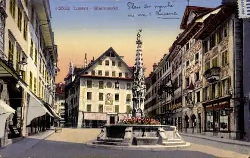 Ak Luzern Stadt Schweiz, Weinmarkt