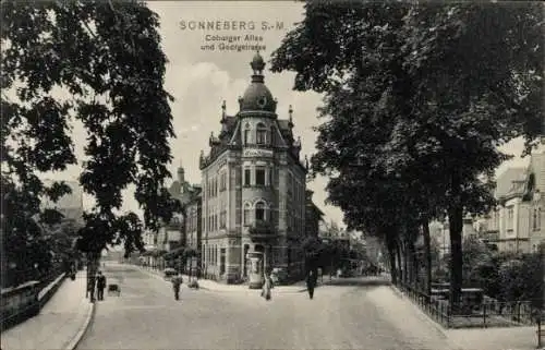 Ak Sonneberg in Thüringen, Coburger Allee, Georgstraße