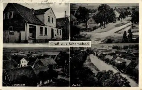 Ak Schernebeck Tangerhütte in der Altmark, Gasthaus Hermann Dahms, Dorfplatz, Dorfstraße