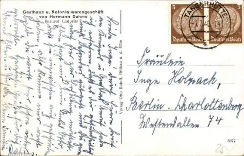 Ak Schernebeck Tangerhütte in der Altmark, Gasthaus Hermann Dahms, Dorfplatz, Dorfstraße