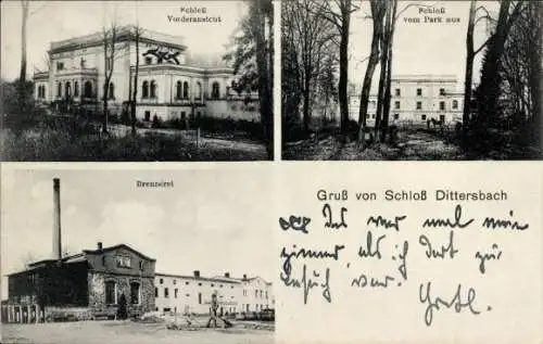 Ak Brzózka Niederschlesien, Schloss Dittersbach, Brennerei