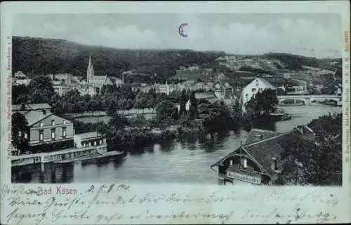 Halt gegen das Licht Mondschein Ak Bad Kösen Naumburg an der Saale, Totalansicht, Restaurant Loreley