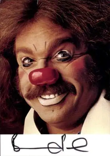 Ak Schauspieler Bernhard Paul, Portrait als Clown im Zirkus Roncalli, Autogramm