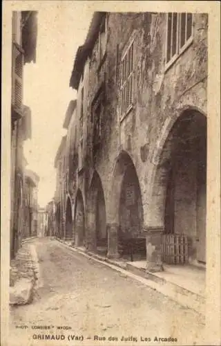 Judaika Ak Beauvallon Grimaud Var, Judenstraße, Arkaden