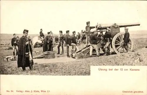 Ak Kuk Armee, Übung bei der 12cm Kanone, feuerbereit