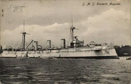 Ak Deutsches Kriegsschiff SMS Kaiserin Augusta, gesch. Kreuzer, Ostasiengeschwader, Kaiserl. Marine