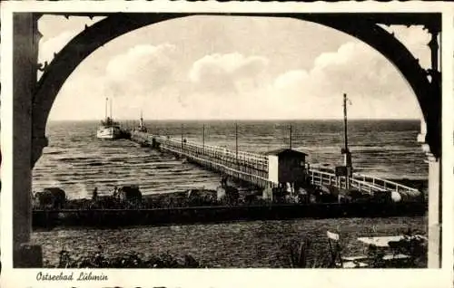 Ak Ostseebad Lubmin in Pommern, Seebrücke, Dampfschiff