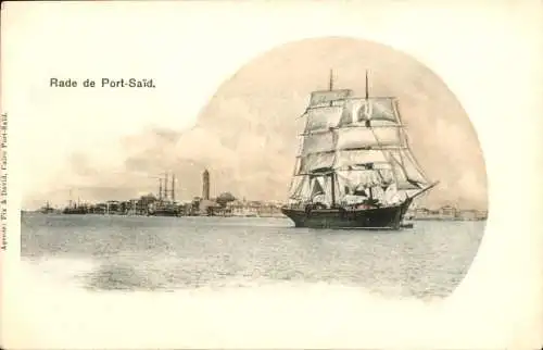 Ak Port Said Ägypten, Suezkanal, Segelschiff