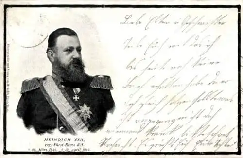 Ak Heinrich XXII, regierender Fürst Reuss ä. L., Portrait