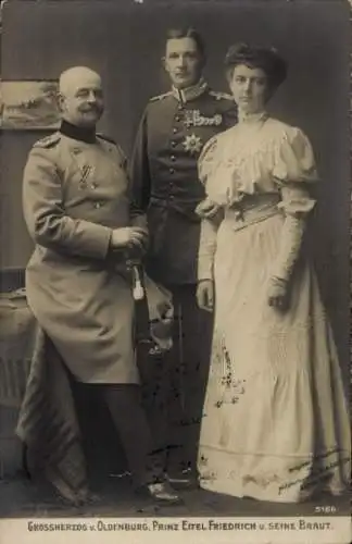 Ak Großherzog von Oldenburg, Prinz Eitel Friedrich mit Braut