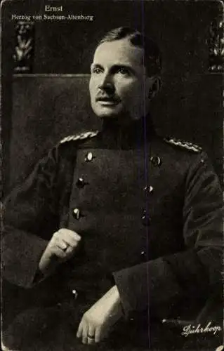 Ak Herzog Ernst von Sachsen Altenburg, Uniform, Wohlfahrtskarte