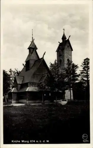 Ak Karpacz Górny Brückenberg Krummhübel Riesengebirge Schlesien, Kirche Wang