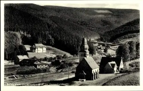 Ak Brilon im Sauerland, Partie mit Kirche, Blick ins Hoppecketal