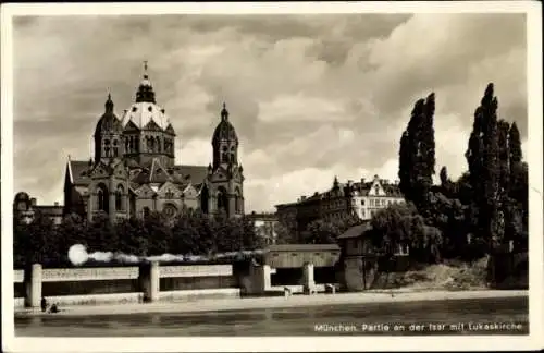 Ak München, Isar, Lukaskirche