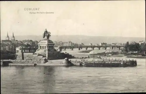 Ak Koblenz am Rhein, Teilansicht, Kaiser-Wilhelm-Denkmal