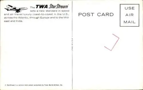 Ak Amerikanisches Passagierflugzeug, Trans World Airlines, TWA Star Stream
