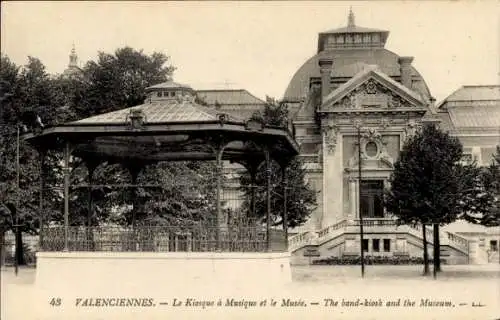 Ak Valenciennes Nord, Le Kiosque a Musique et le Musee