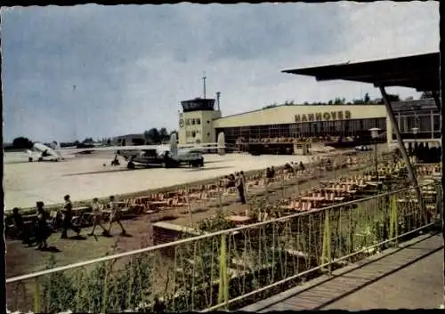 Ak Hannover in Niedersachsen, Flughafen, Terrasse, Flugzeuge