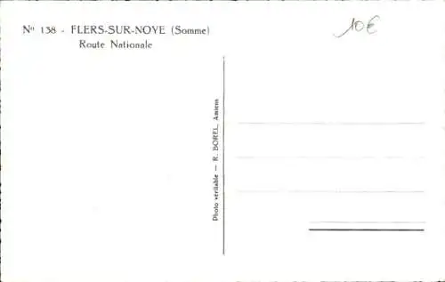 Ak Flers sur Noye Somme, Route Nationale