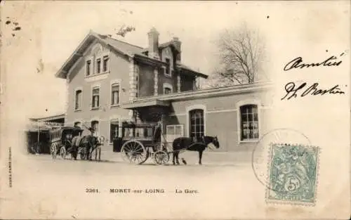 Ak Moret sur Loing Seine et Marne, La Gare