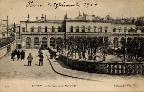 Ak Rouen Seine-Maritime, Bahnhof Rue Verte