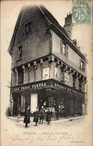 Ak Bourges Cher, Haus der drei Flöten