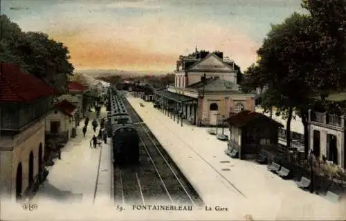 Ak Fontainebleau Seine et Marne, Bahnhof