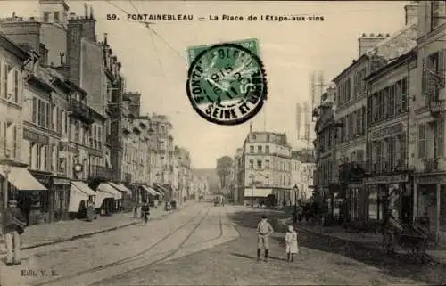 Ak Fontainebleau Seine et Marne, Place de l’Etape aux vins