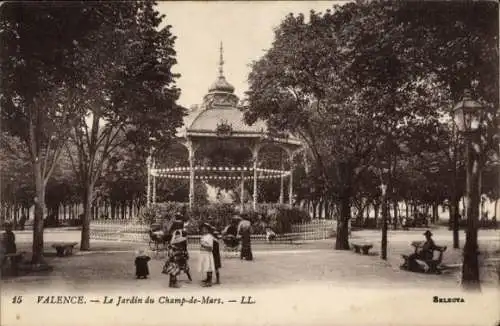 Ak Valence Drôme, Le Jardin du Champ-de-Mars