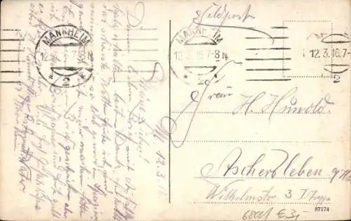 Ak Mannheim, Reiterstandbild, Schloss