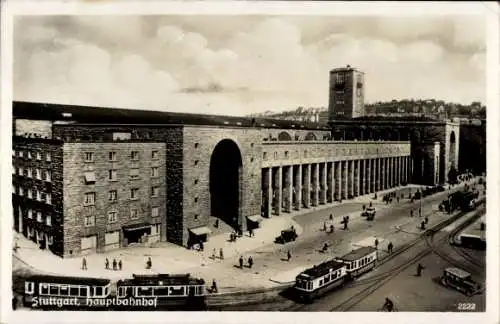 Ak Stuttgart in Württemberg, Hauptbahnhof, Straßenbahnen