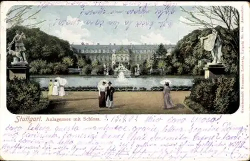 Ak Stuttgart in Württemberg, Anlagensee mit Schloss