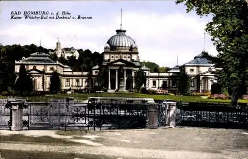 Ak Bad Homburg vor der Höhe Hessen, Kaiser Wilhelm-Bad, Denkmal, Brunnen