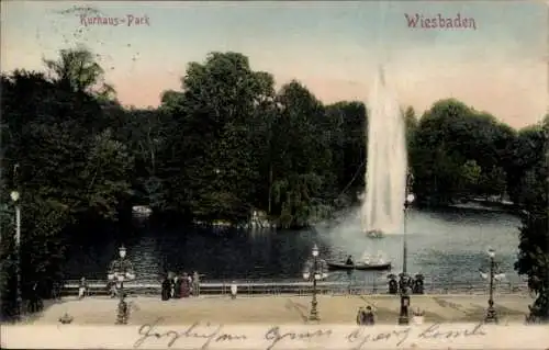 Ak Wiesbaden in Hessen, Kurhaus-Park, Springbrunnen